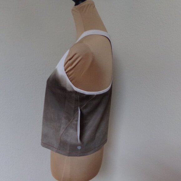 Athleta Shanti Watercolor Striped Crop Tank Mortar and Mushroom - Picture 4 of 5